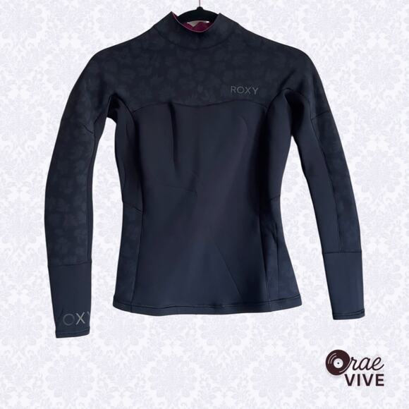Roxy Women's 8 Wetsuit Top Neoprene Long Sleeve Pullover Surf Swim Black - Picture 1 of 6